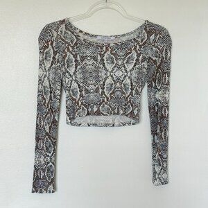 Olivaceous | Snakeskin Long Sleeve Crop Top